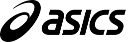 The image displays the ASICS logo, featuring the word "ASICS" in bold, stylized black text with a swoosh-like design encircling the letter "A" on the left side. The overall design has a sporty and dynamic appearance.