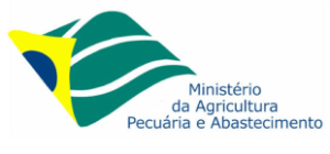 Logotipo del Ministério da Agricultura, Pecuária e Abastecimento (Ministerio de Agricultura, Ganadería y Abastecimiento), con una bandera estilizada verde y amarilla con círculos azules y curvas blancas, y el nombre del organismo en portugués a la derecha.