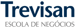 Logo of Trevisan Escola de Negócios, which features the word "Trevisan" in large blue text and "ESCOLA DE NEGÓCIOS" in smaller white text on a dark background underneath.
