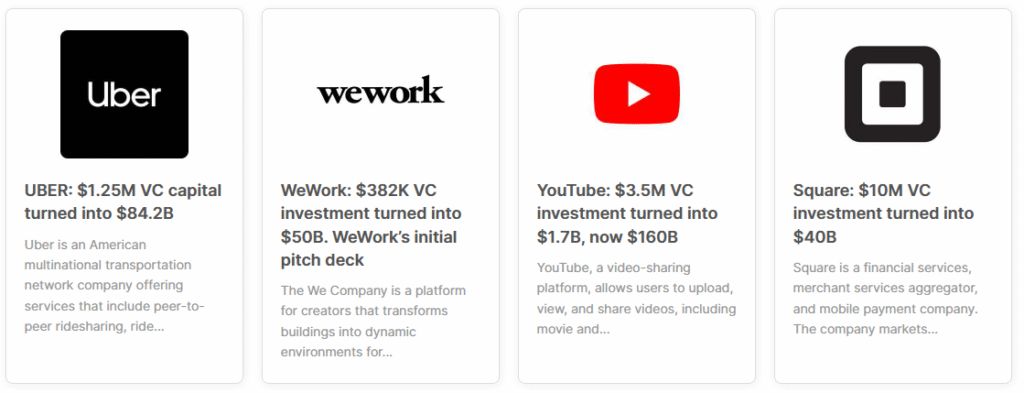 A curated library of venture capital investment pitch decks.