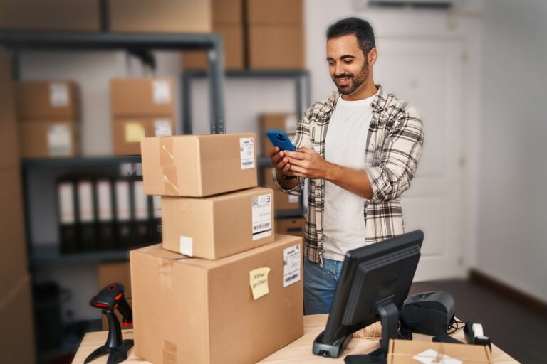 Young,Hispanic,Man,With,Beard,Working,At,Small,Business,Ecommerce