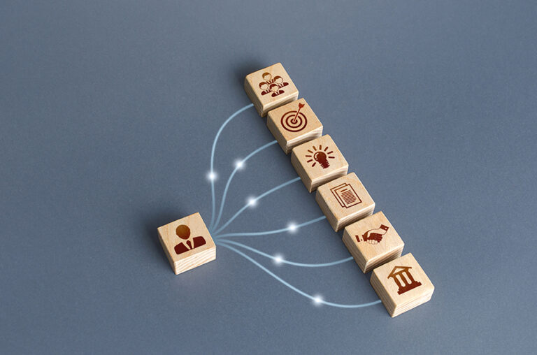 Businessman,Blocks,Linked,With,Business,Attributes,By,Lines