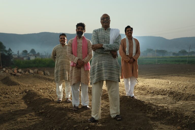 Beautiful,Portrait,Composition,Of,Indian,Farmers,Standing,In,The,Field